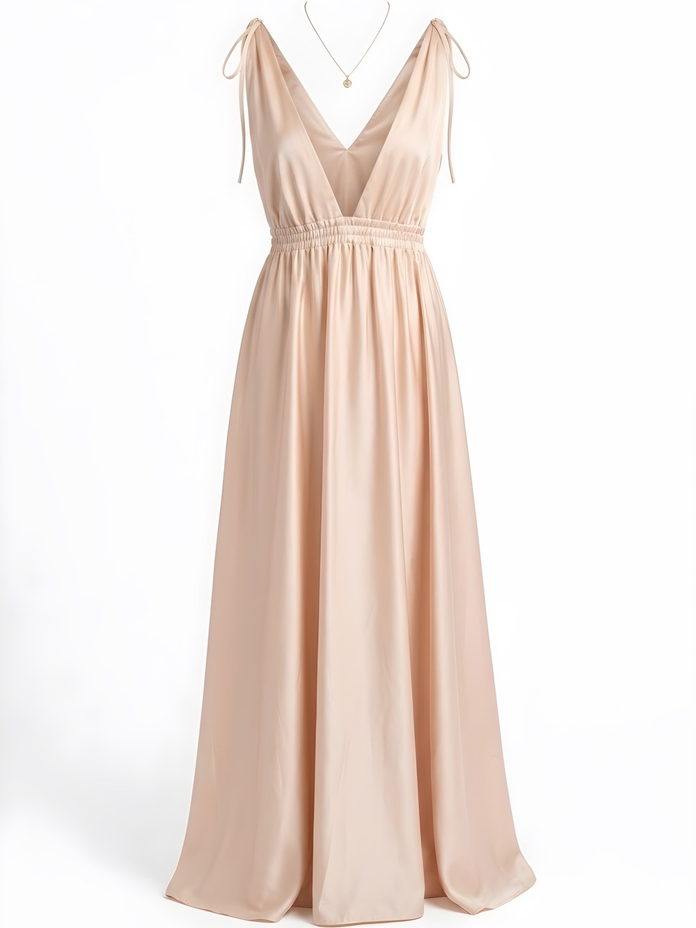 Watters luscious charmeuse in ballet slipper V-Neck Maxi Dress